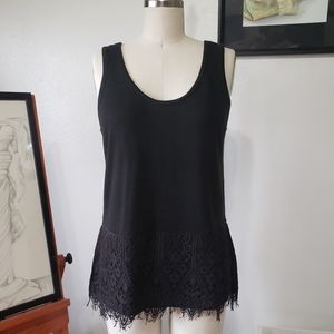 LOFT black lace overlay sleeveless sweater top